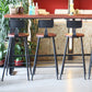Mesa rectangular de altura de barra, mesa de pub bistró con tapa de madera maciza y base negra