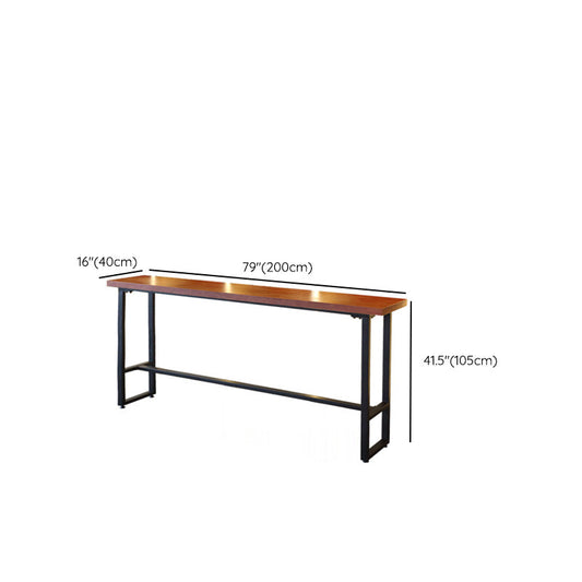 長方形のバーの高さテーブルソリッドウッドトップビストロパブテーブル黒いベース