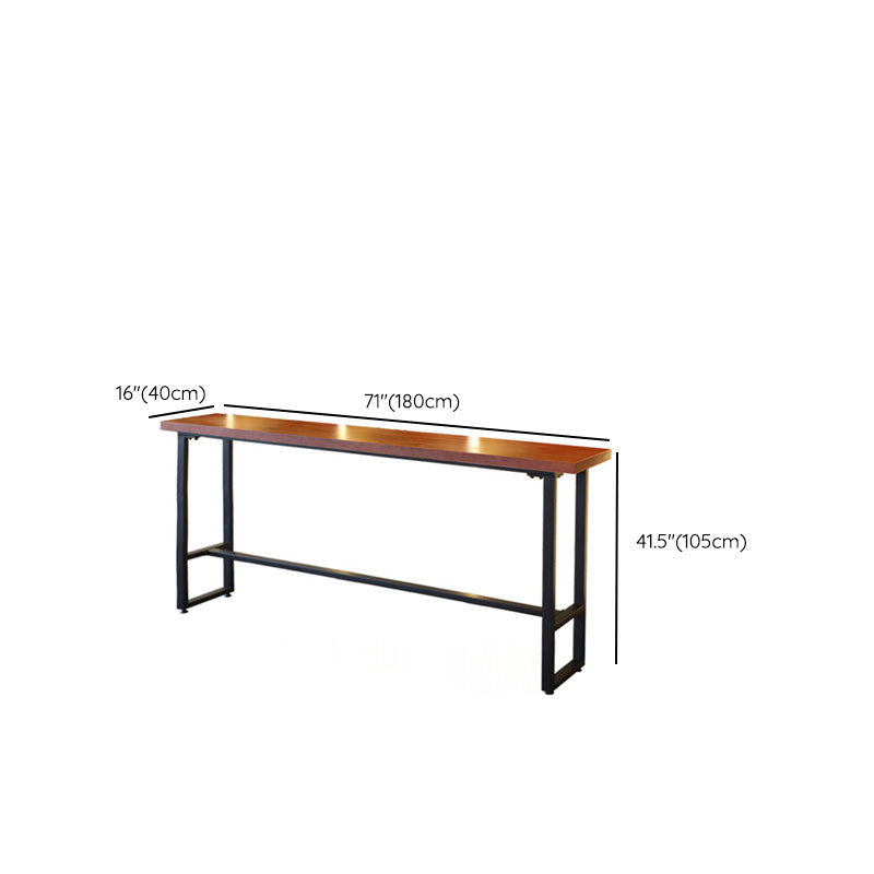 Mesa rectangular de altura de barra, mesa de pub bistró con tapa de madera maciza y base negra