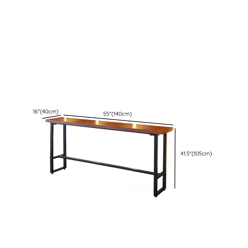 Mesa rectangular de altura de barra, mesa de pub bistró con tapa de madera maciza y base negra