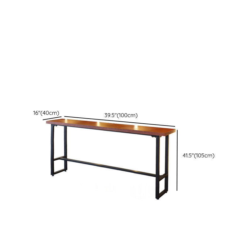 Mesa rectangular de altura de barra, mesa de pub bistró con tapa de madera maciza y base negra