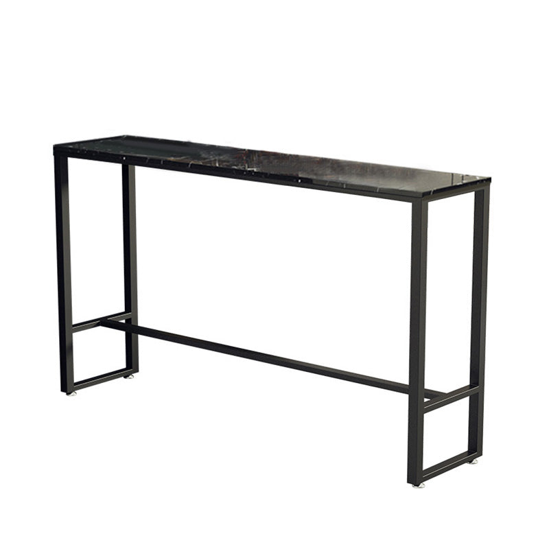 Industrial Style Rectangle Bar Table Faux Marble Bar-Height Bar Dining Table Black Without Chairs Clearhalo 'Bar Furniture' 'Bar Tables' 'bar_tables' 'furn' 'furn_bar_tables' 'Furniture' 'Kitchen & Dining Furniture' 6385080