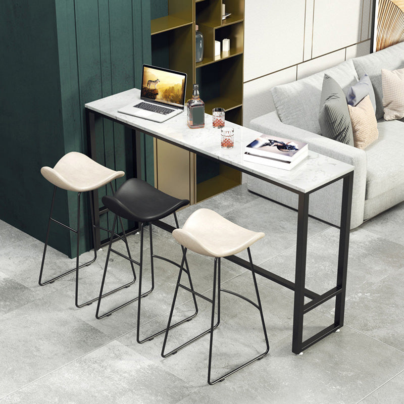 Industrial Style Rectangle Bar Table Faux Marble Bar-Height Bar Dining Table 70.9"L x 15.7"W x 41.3"H White Without Chairs Clearhalo 'Bar Furniture' 'Bar Tables' 'bar_tables' 'furn' 'furn_bar_tables' 'Furniture' 'Kitchen & Dining Furniture' 6385081