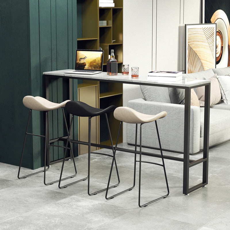 Industrial Style Rectangle Bar Table Faux Marble Bar-Height Bar Dining Table 78.7"L x 15.7"W x 41.3"H White Without Chairs Clearhalo 'Bar Furniture' 'Bar Tables' 'bar_tables' 'furn' 'furn_bar_tables' 'Furniture' 'Kitchen & Dining Furniture' 6385082