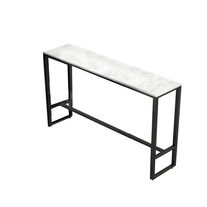 Industrial Style Rectangle Bar Table Faux Marble Bar-Height Bar Dining Table 63"L x 15.7"W x 41.3"H White Without Chairs Clearhalo 'Bar Furniture' 'Bar Tables' 'bar_tables' 'furn' 'furn_bar_tables' 'Furniture' 'Kitchen & Dining Furniture' 6385084