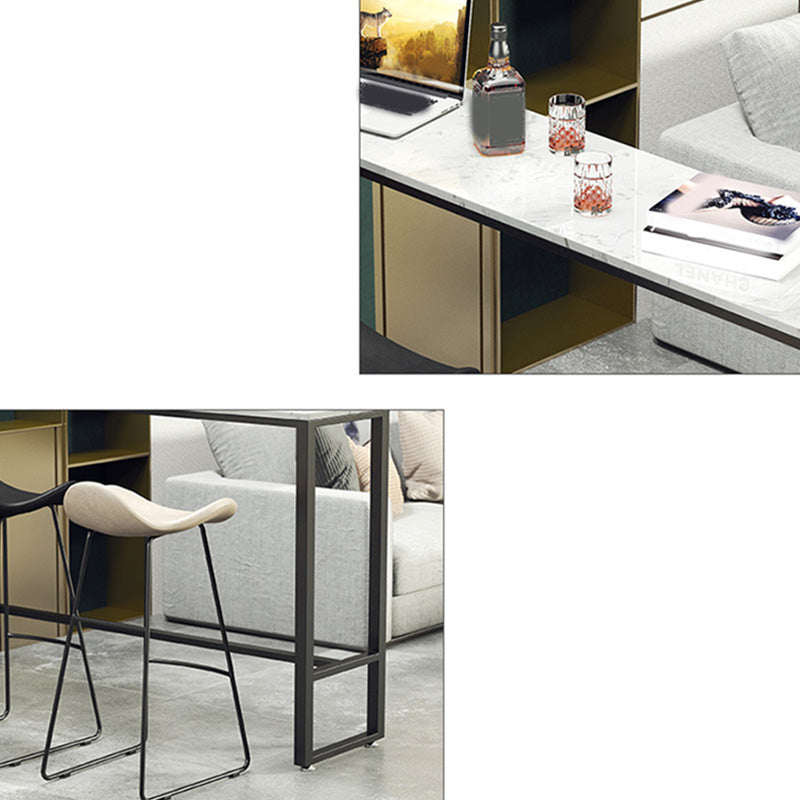 Industrial Style Rectangle Bar Table Faux Marble Bar-Height Bar Dining Table Clearhalo 'Bar Furniture' 'Bar Tables' 'bar_tables' 'furn' 'furn_bar_tables' 'Furniture' 'Kitchen & Dining Furniture' 6385085