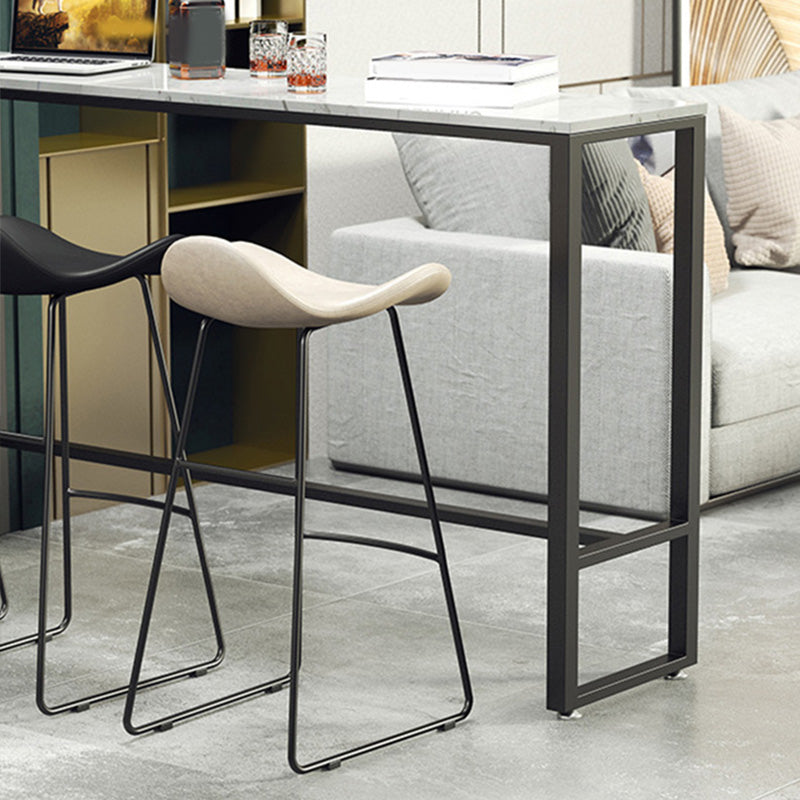 Industrial Style Rectangle Bar Table Faux Marble Bar-Height Bar Dining Table Clearhalo 'Bar Furniture' 'Bar Tables' 'bar_tables' 'furn' 'furn_bar_tables' 'Furniture' 'Kitchen & Dining Furniture' 6385086