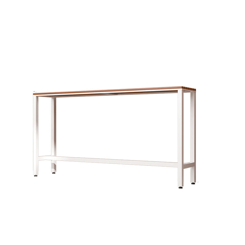 Industrial Bar Height Table Rectangular Bar Table with Metal Base White Without Chairs Clearhalo 'Bar Furniture' 'Bar Tables' 'bar_tables' 'furn' 'furn_bar_tables' 'Furniture' 'Kitchen & Dining Furniture' 6385098