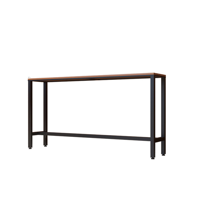 Industrial Bar Height Table Rectangular Bar Table with Metal Base Black Without Chairs Clearhalo 'Bar Furniture' 'Bar Tables' 'bar_tables' 'furn' 'furn_bar_tables' 'Furniture' 'Kitchen & Dining Furniture' 6385099