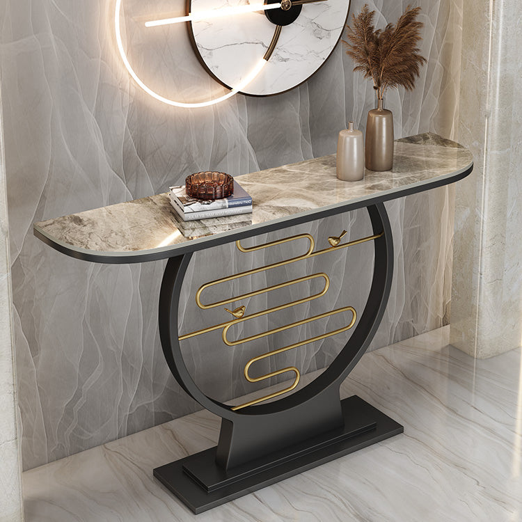 Console moderna di pietra 31,5 "tavolo accento 1-scaffale alto per sala
