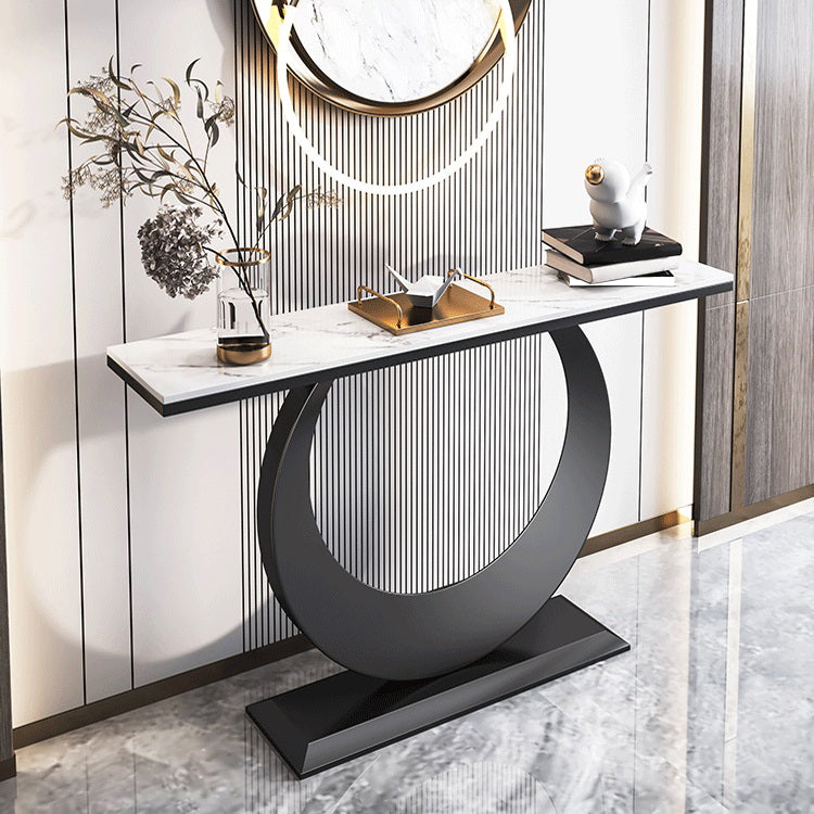 Console rettangolare glam Tabella 31,5 "Tavolo di accento in pietra alta per Hall