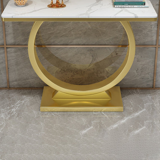 Stone Console Table Modern 31.5-inch Tall Accent Table with Shelf