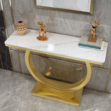 Mesa de consola de piedra moderna mesa de acento de 31.5 pulgadas de altura con estante