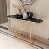 11.81" W Glam Oval Console Accent Table Antique Finish Console Sofa Table