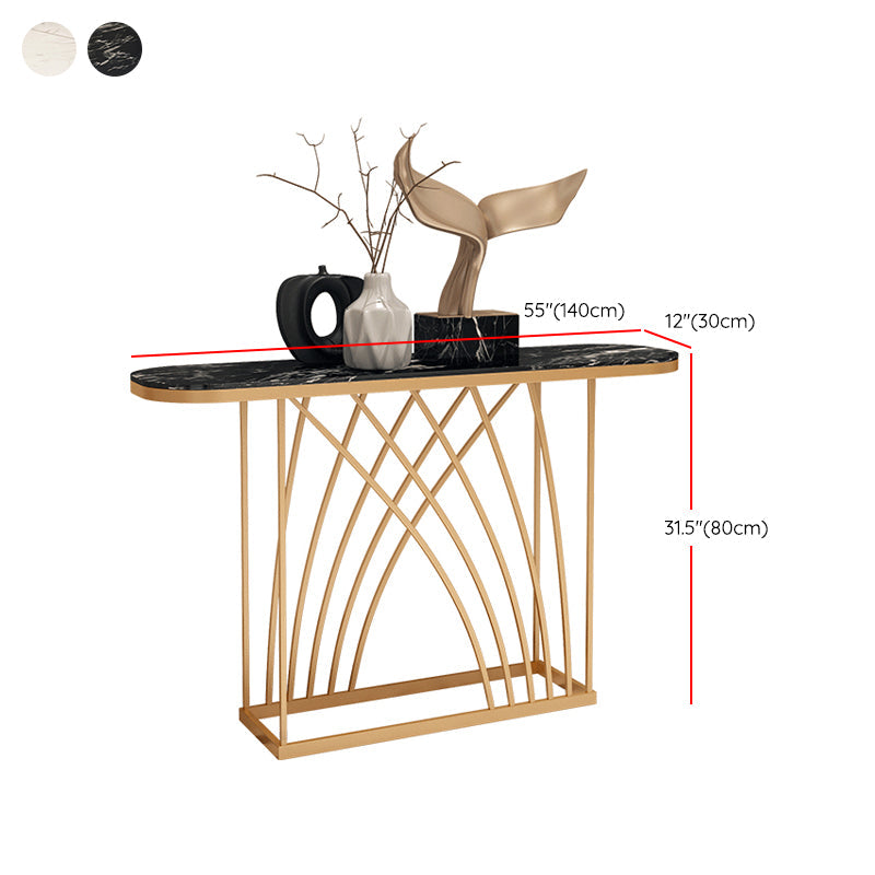 11.81" W Glam Oval Console Accent Table Antique Finish Console Sofa Table