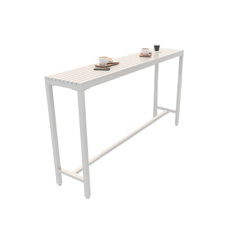 Modern Bar Height Table Rectangular Bar Table with Metal Base White Without Chairs Clearhalo 'Bar Furniture' 'Bar Tables' 'bar_tables' 'furn' 'furn_bar_tables' 'Furniture' 'Kitchen & Dining Furniture' 6385377