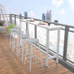 Modern Bar Height Table Rectangular Bar Table with Metal Base 78.7"L x 15.7"W x 41.3"H White Without Chairs Clearhalo 'Bar Furniture' 'Bar Tables' 'bar_tables' 'furn' 'furn_bar_tables' 'Furniture' 'Kitchen & Dining Furniture' 6385378