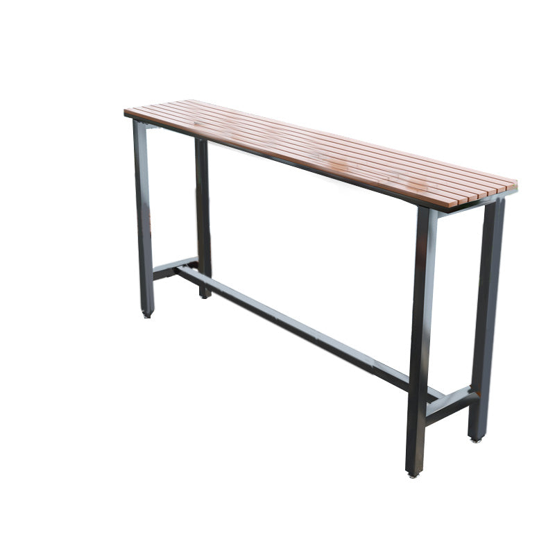 Modern Bar Height Table Rectangular Bar Table with Metal Base Brown Without Chairs Clearhalo 'Bar Furniture' 'Bar Tables' 'bar_tables' 'furn' 'furn_bar_tables' 'Furniture' 'Kitchen & Dining Furniture' 6385379
