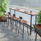 Modern Bar Height Table Rectangular Bar Table with Metal Base 86.6"L x 15.7"W x 41.3"H Brown Without Chairs Clearhalo 'Bar Furniture' 'Bar Tables' 'bar_tables' 'furn' 'furn_bar_tables' 'Furniture' 'Kitchen & Dining Furniture' 6385381