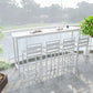 Modern Bar Height Table Rectangular Bar Table with Metal Base 94.5"L x 15.7"W x 41.3"H White Without Chairs Clearhalo 'Bar Furniture' 'Bar Tables' 'bar_tables' 'furn' 'furn_bar_tables' 'Furniture' 'Kitchen & Dining Furniture' 6385382