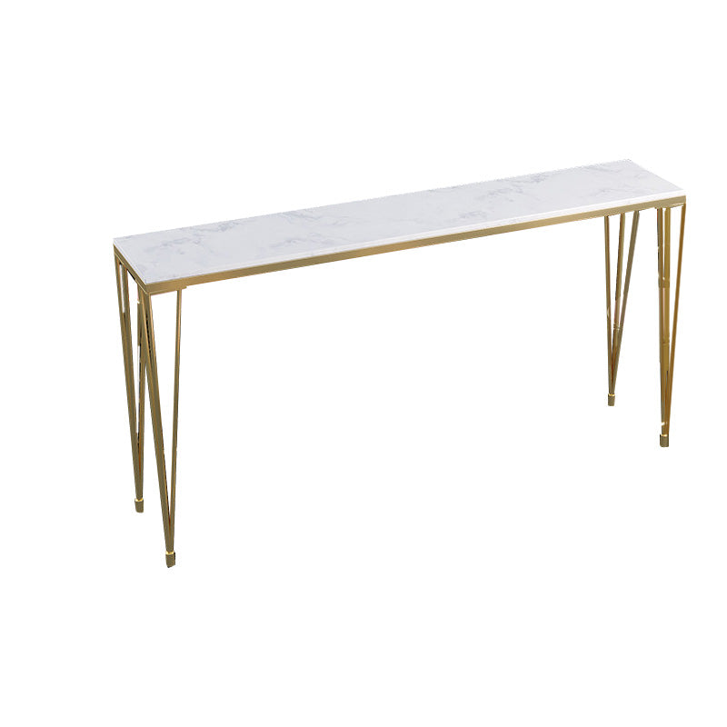 Rectangular Bar Height Table White Faux Marble Top Bistro Pub Table with 4 Legs Without Chairs Clearhalo 'Bar Furniture' 'Bar Tables' 'bar_tables' 'furn' 'furn_bar_tables' 'Furniture' 'Kitchen & Dining Furniture' 6385393