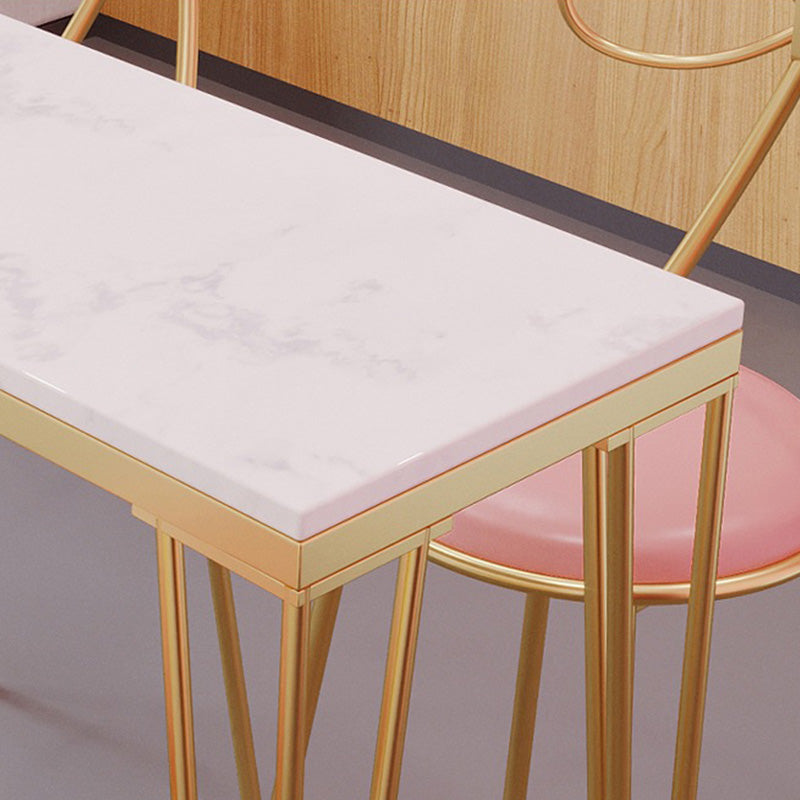Rectangular Bar Height Table White Faux Marble Top Bistro Pub Table with 4 Legs Clearhalo 'Bar Furniture' 'Bar Tables' 'bar_tables' 'furn' 'furn_bar_tables' 'Furniture' 'Kitchen & Dining Furniture' 6385398