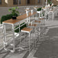 Table de bar moderne à hauteur de bar Table de bar bistro en métal et bois avec base blanche