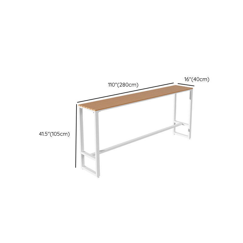 Table de bar moderne à hauteur de bar Table de bar bistro en métal et bois avec base blanche