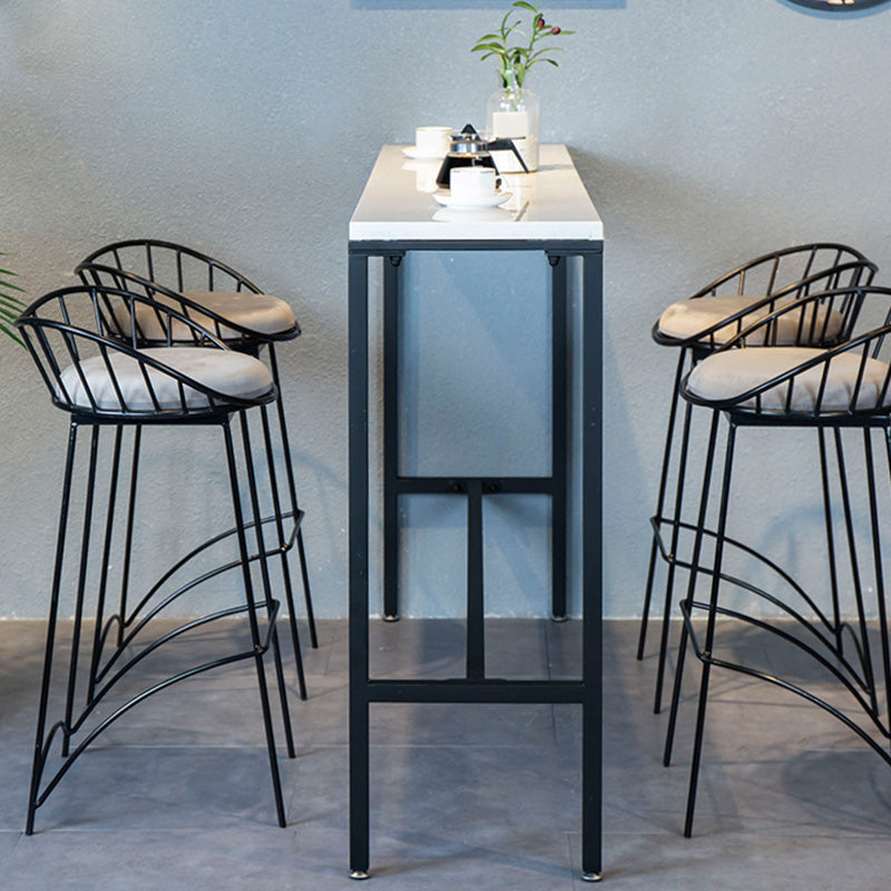 Industrial Bar Height Table White Faux Marble Top Bistro Pub Table for Patio Use 78.7"L x 15.7"W x 41.3"H Without Chairs Clearhalo 'Bar Furniture' 'Bar Tables' 'bar_tables' 'furn' 'furn_bar_tables' 'Furniture' 'Kitchen & Dining Furniture' 6385456