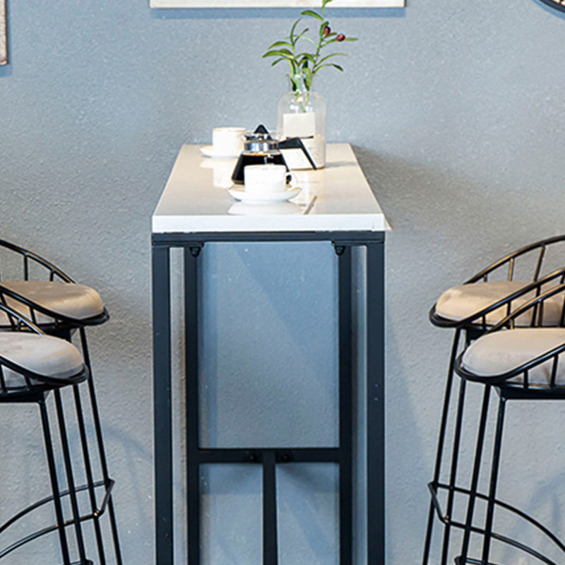 Industrial Bar Height Table White Faux Marble Top Bistro Pub Table for Patio Use Clearhalo 'Bar Furniture' 'Bar Tables' 'bar_tables' 'furn' 'furn_bar_tables' 'Furniture' 'Kitchen & Dining Furniture' 6385461