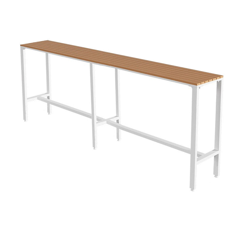 Industrial Metal Base Bar Table Pub Height Dining Table for Patio Use 94.5"L x 15.7"W x 41.3"H White Without Chairs Clearhalo 'Bar Furniture' 'Bar Tables' 'bar_tables' 'furn' 'furn_bar_tables' 'Furniture' 'Kitchen & Dining Furniture' 6385476