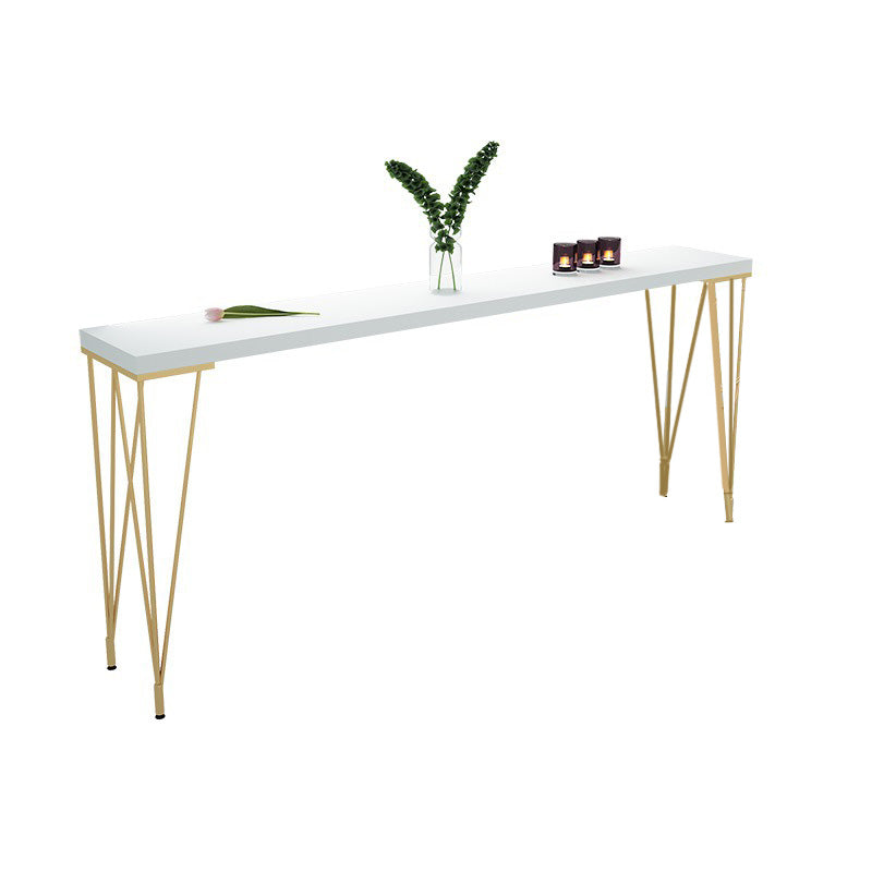 White Rectangular Bar Height Table Glam Style Bistro Pub Table with Four Legs Solid Wood Without Chairs Clearhalo 'Bar Furniture' 'Bar Tables' 'bar_tables' 'furn' 'furn_bar_tables' 'Furniture' 'Kitchen & Dining Furniture' 6385493
