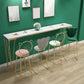 White Rectangular Bar Height Table Glam Style Bistro Pub Table with Four Legs 70.9"L x 15.7"W x 41.3"H Faux Marble Without Chairs Clearhalo 'Bar Furniture' 'Bar Tables' 'bar_tables' 'furn' 'furn_bar_tables' 'Furniture' 'Kitchen & Dining Furniture' 6385494