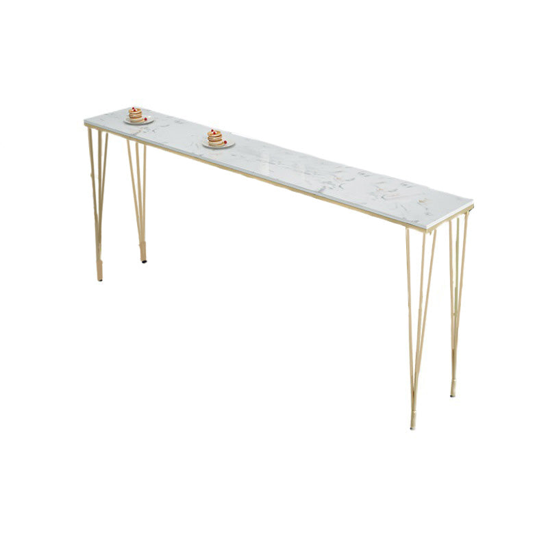White Rectangular Bar Height Table Glam Style Bistro Pub Table with Four Legs Faux Marble Without Chairs Clearhalo 'Bar Furniture' 'Bar Tables' 'bar_tables' 'furn' 'furn_bar_tables' 'Furniture' 'Kitchen & Dining Furniture' 6385495