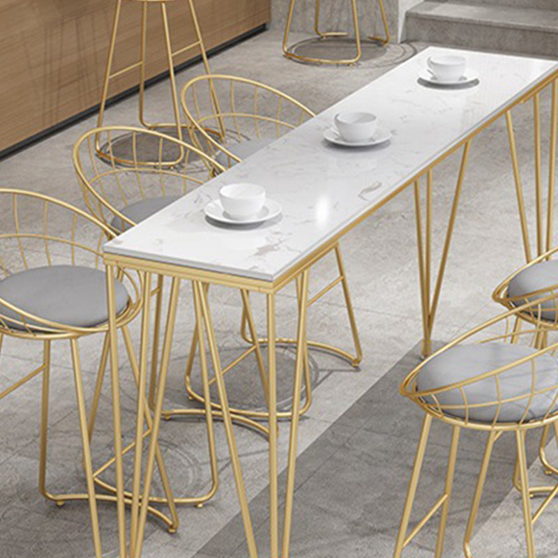 White Rectangular Bar Height Table Glam Style Bistro Pub Table with Four Legs Clearhalo 'Bar Furniture' 'Bar Tables' 'bar_tables' 'furn' 'furn_bar_tables' 'Furniture' 'Kitchen & Dining Furniture' 6385497