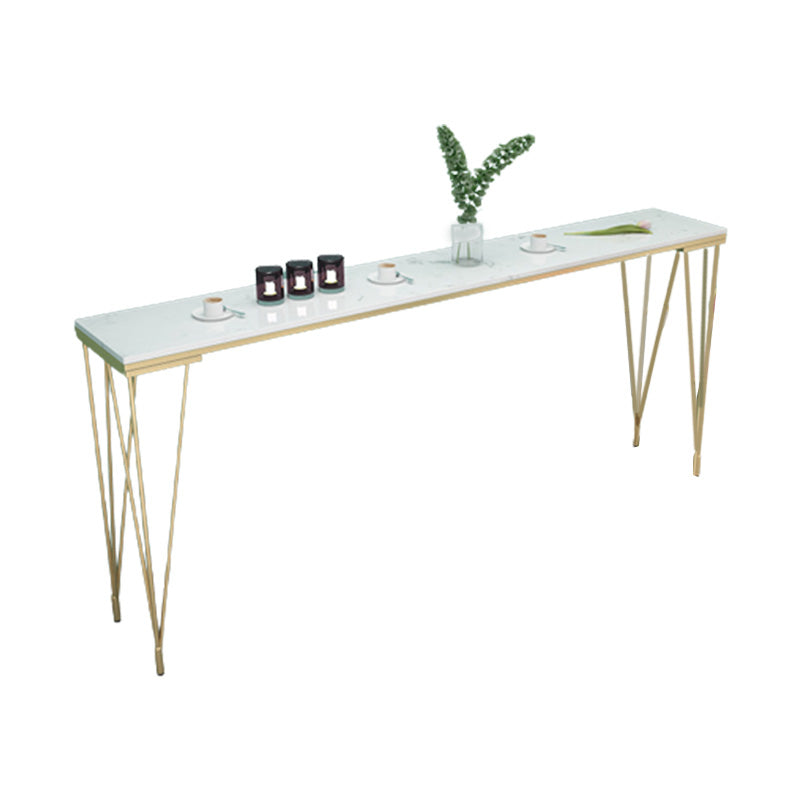 White Rectangular Bar Height Table Glam Style Bistro Pub Table with Four Legs Clearhalo 'Bar Furniture' 'Bar Tables' 'bar_tables' 'furn' 'furn_bar_tables' 'Furniture' 'Kitchen & Dining Furniture' 6385498