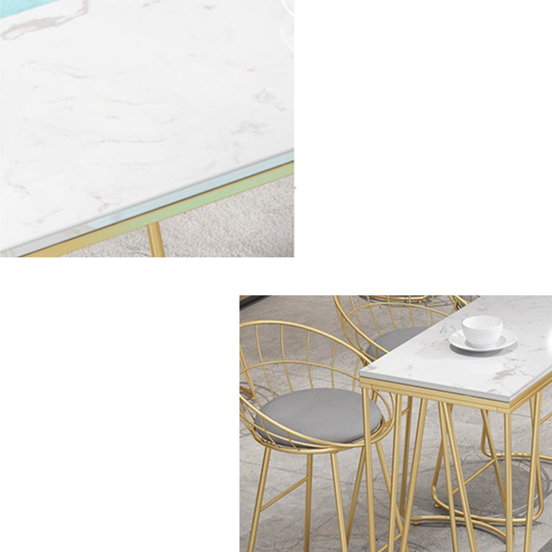 White Rectangular Bar Height Table Glam Style Bistro Pub Table with Four Legs Clearhalo 'Bar Furniture' 'Bar Tables' 'bar_tables' 'furn' 'furn_bar_tables' 'Furniture' 'Kitchen & Dining Furniture' 6385499