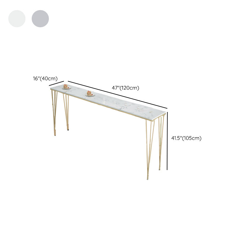 White Rectangular Bar Height Table Glam Style Bistro Pub Table with Four Legs Clearhalo 'Bar Furniture' 'Bar Tables' 'bar_tables' 'furn' 'furn_bar_tables' 'Furniture' 'Kitchen & Dining Furniture' 6385503