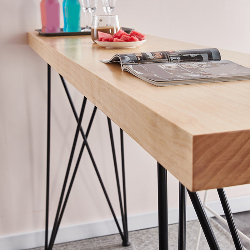 Mesa moderna con altura de barra, mesa de pub tipo bistró con tapa de madera maciza y cuatro patas