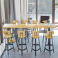 Mesa moderna de altura de barra, mesa de Pub Bistro con tapa de madera maciza y patas de metal