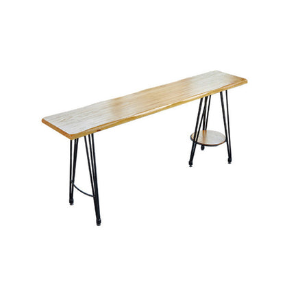 Mesa moderna de altura de barra, mesa de Pub Bistro con tapa de madera maciza y patas de metal