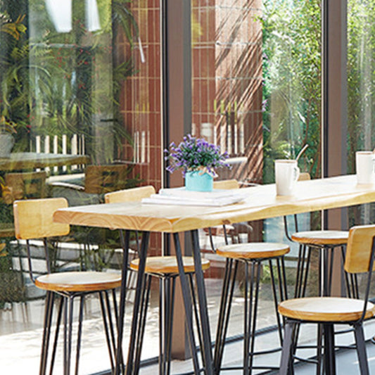 モダンバーの高さテーブルソリッドウッドトップビストロパブテーブル金属脚