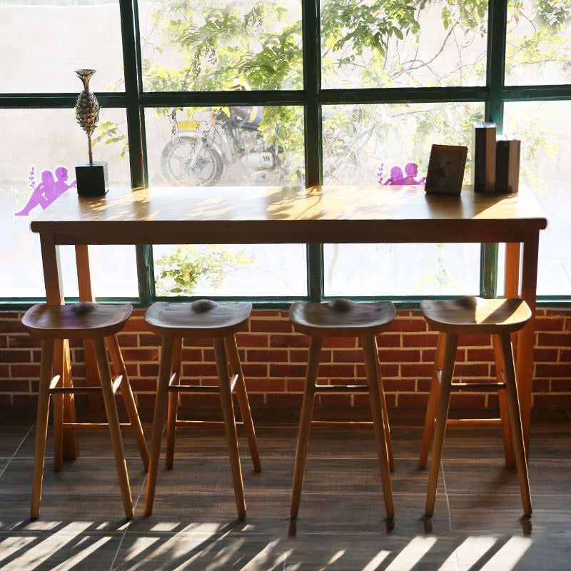 Modern Bar Height Table Solid Wood Top Bistro Pub Table with Wood Legs 59.1"L x 15.7"W x 41.3"H Without Chairs Clearhalo 'Bar Furniture' 'Bar Tables' 'bar_tables' 'furn' 'furn_bar_tables' 'Furniture' 'Kitchen & Dining Furniture' 6385536