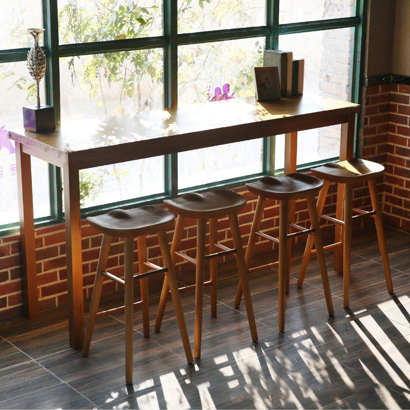 Modern Bar Height Table Solid Wood Top Bistro Pub Table with Wood Legs Clearhalo 'Bar Furniture' 'Bar Tables' 'bar_tables' 'furn' 'furn_bar_tables' 'Furniture' 'Kitchen & Dining Furniture' 6385537