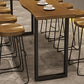 Industrial Bar Height Table Solid Wood Top Bistro Table with Sled Base