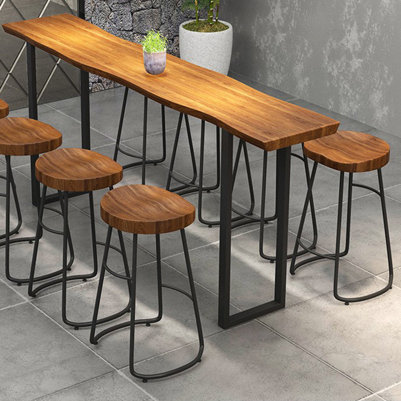 Rectangular Bar Height Table Black Legs and Metal Base Patio Bar Table 70.9"L x 15.7"W x 41.3"H Without Chairs Clearhalo 'Bar Furniture' 'Bar Tables' 'bar_tables' 'furn' 'furn_bar_tables' 'Furniture' 'Kitchen & Dining Furniture' 6385595