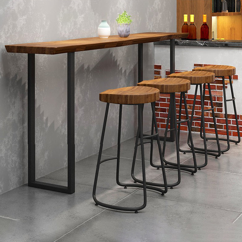 Rectangular Bar Height Table Black Legs and Metal Base Patio Bar Table Clearhalo 'Bar Furniture' 'Bar Tables' 'bar_tables' 'furn' 'furn_bar_tables' 'Furniture' 'Kitchen & Dining Furniture' 6385603