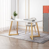 29.53" H Glam Curved Office Desk Antique Finish Computer Desk with Metal Legs Clearhalo 'furn' 'furn_office_desk' 'Furniture' 'Office Desks' 'Office Furniture' 'office_desk' 6385646