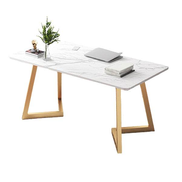 29.53" H Glam Curved Office Desk Antique Finish Computer Desk with Metal Legs 47.2"L x 23.6"W x 29.5"H Clearhalo 'furn' 'furn_office_desk' 'Furniture' 'Office Desks' 'Office Furniture' 'office_desk' 6385647