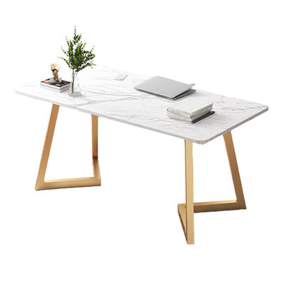 29.53" H Glam Curved Office Desk Antique Finish Computer Desk with Metal Legs 47.2"L x 23.6"W x 29.5"H Clearhalo 'furn' 'furn_office_desk' 'Furniture' 'Office Desks' 'Office Furniture' 'office_desk' 6385647